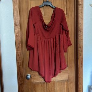 Rust color Torrid size 3 off the shoulder beach cover up/short dress.